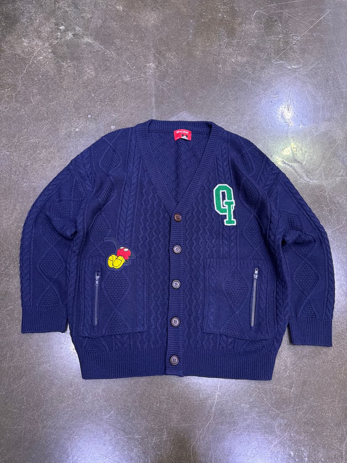 오아이오아이 oioi 디즈니 콜라보 미키마우스 케이블 니트 가디건 상품이미지2