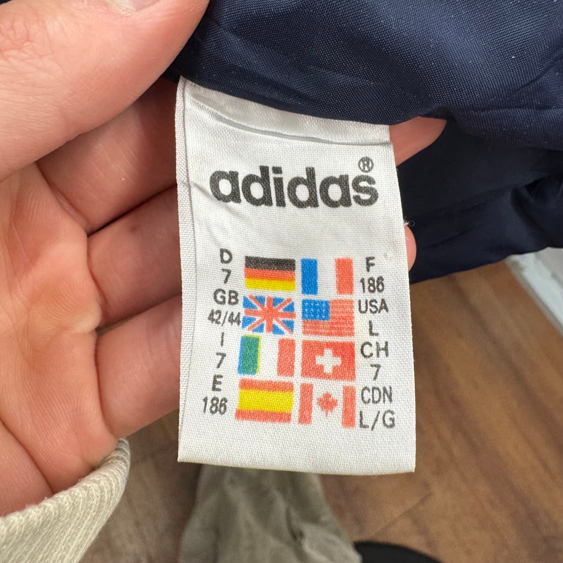 90s 아디다스 올드스쿨 바람막이 돕바 전면 로고 포인트 네이비 레드 상품이미지8