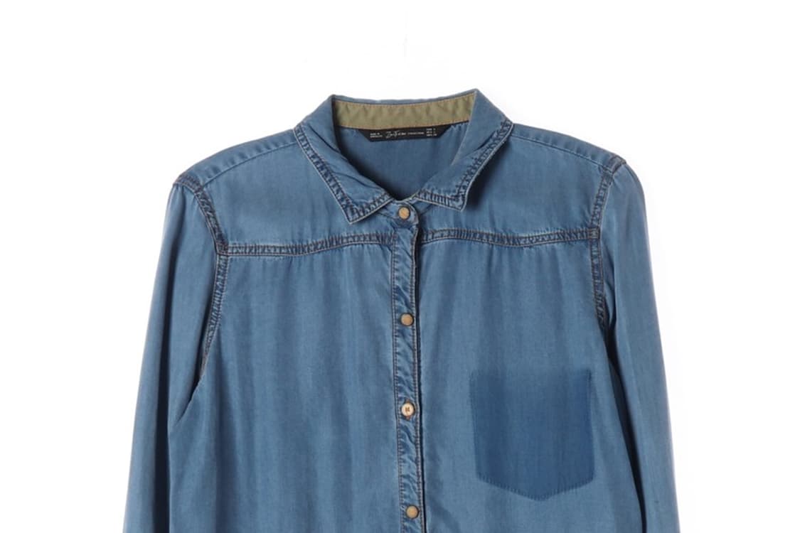 ZARA 워싱 디테일 리오셀 데님 셔츠 L 상품이미지3