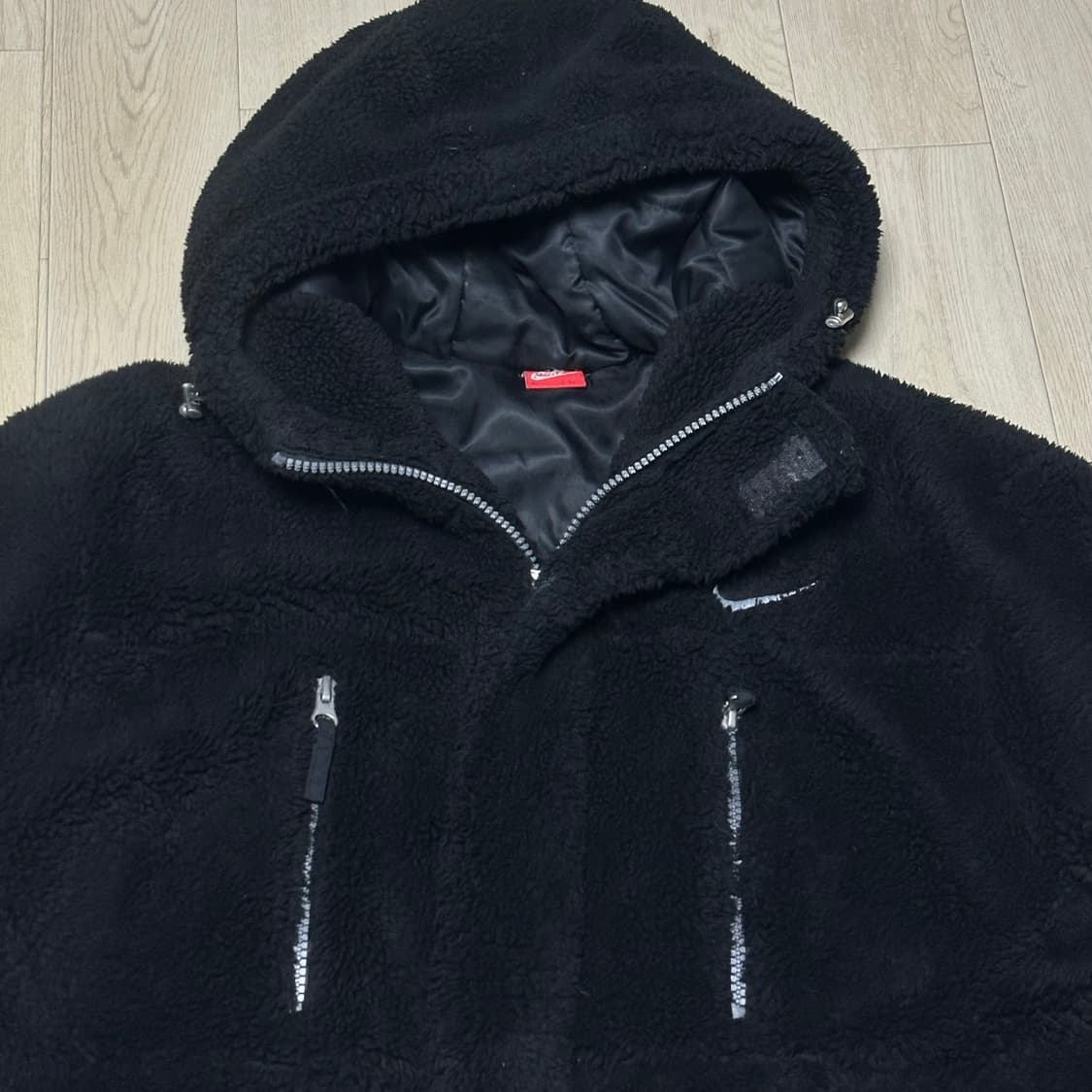 나이키 빅로고 블랙 후드 후리스 집업 상품이미지3