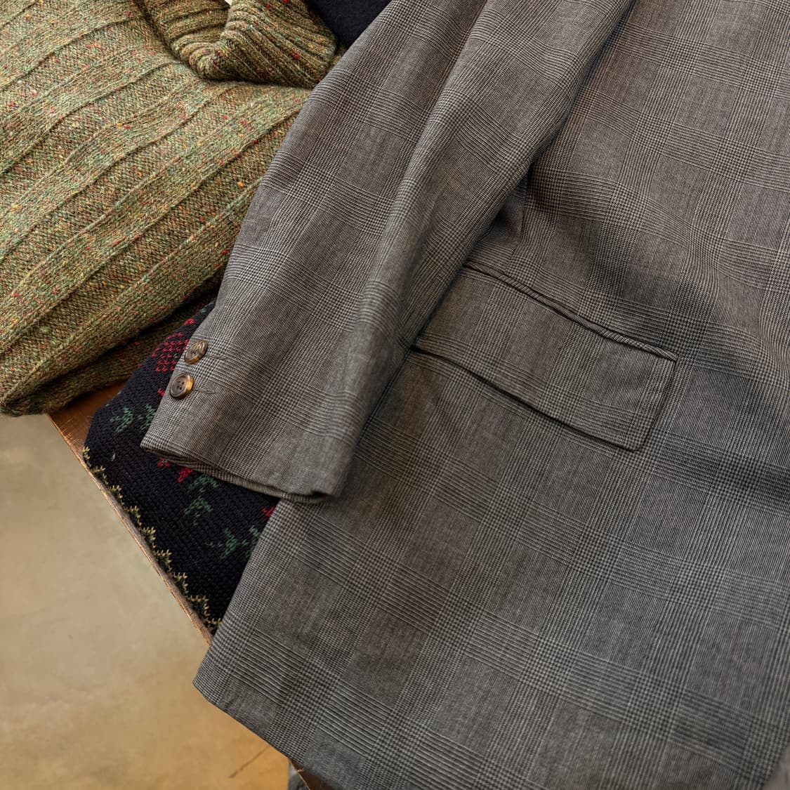 제이프레스 글렌체크 싱글벤트 블레이저 상품이미지3