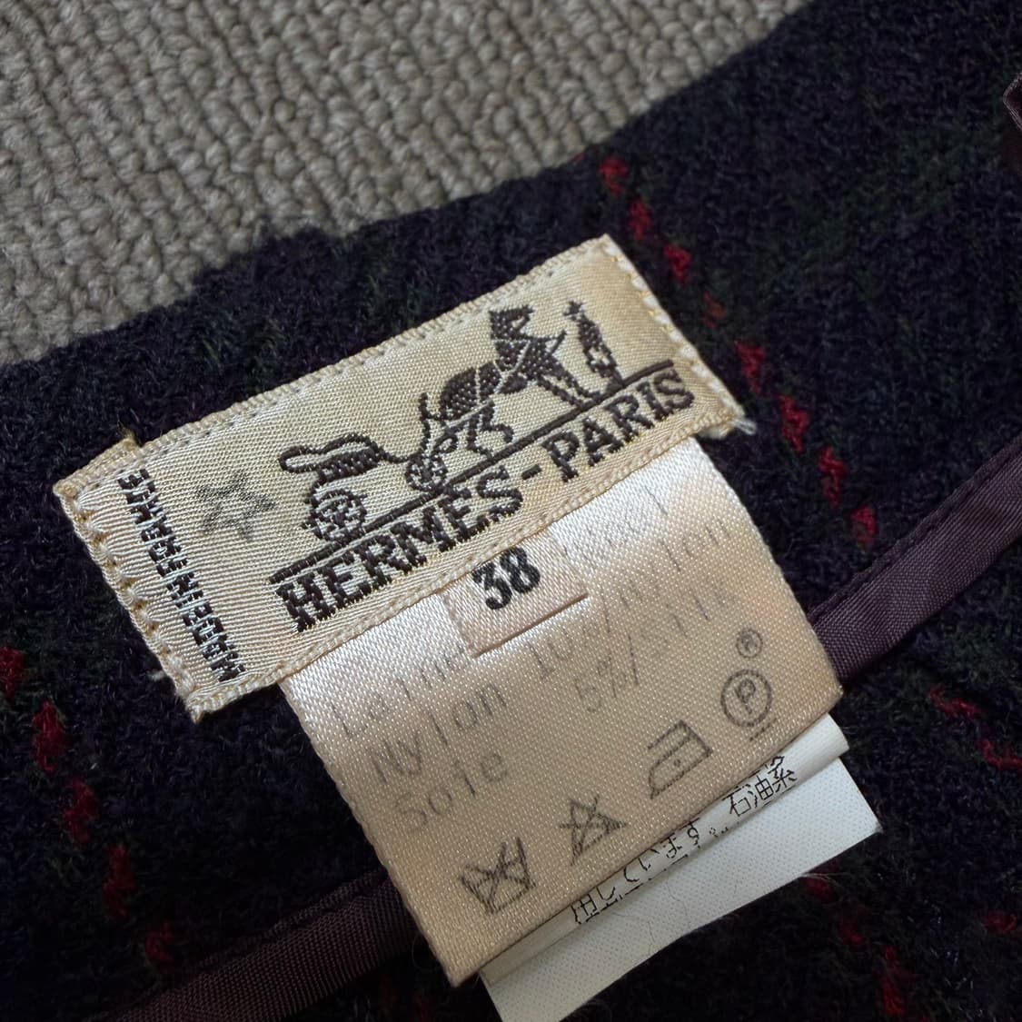 hermes 에르메스 빈티지 우먼스 하이웨스트 체크 슬랙스  상품이미지4