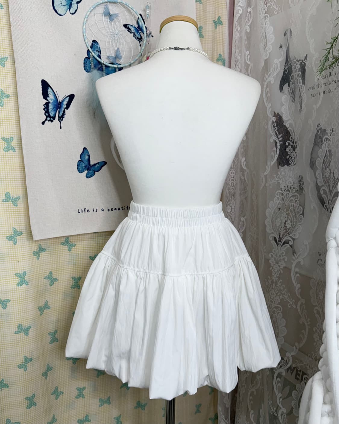 화이트 리본 벌룬 미니 스커트  상품이미지3