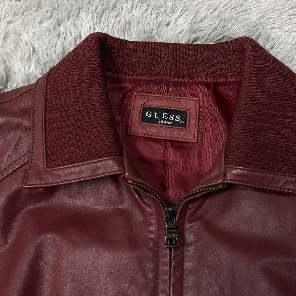 게스 90s 여성 가죽자켓 버건디 상품이미지3