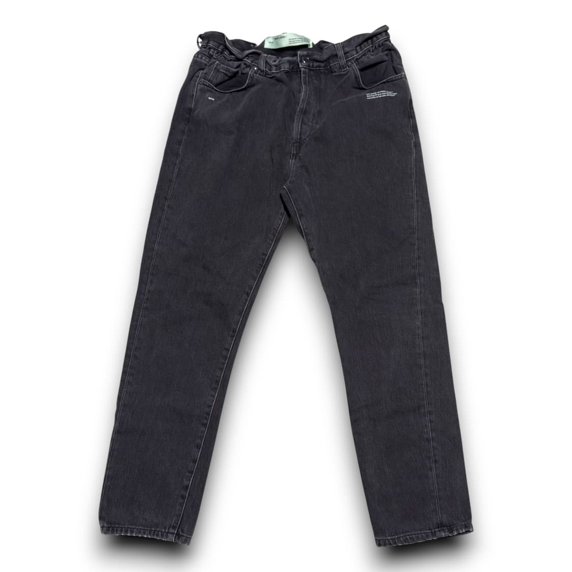 Off-White 개버딘 하이 라이즈 블랙 그레이 워시 데님 팬츠 상품이미지1