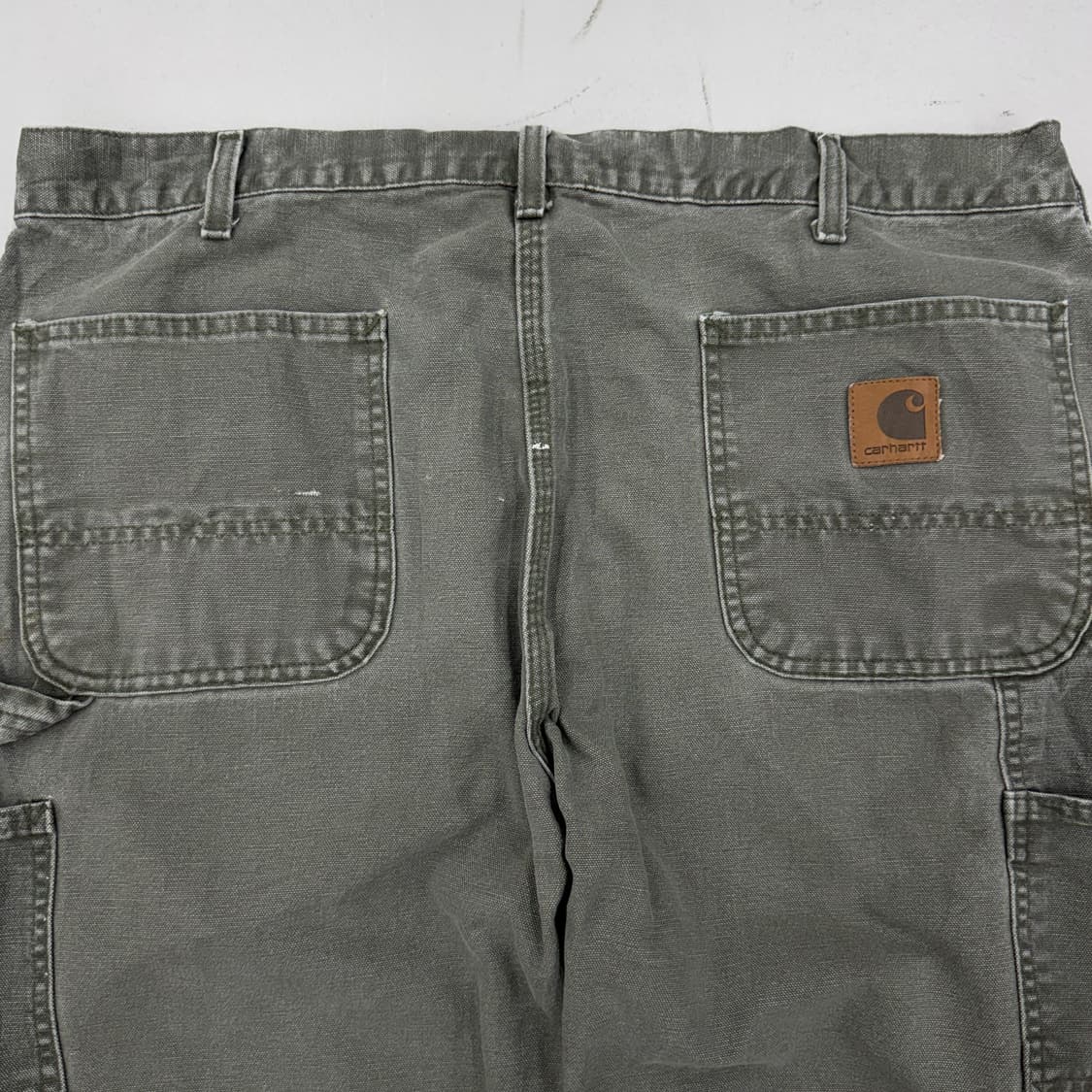 칼하트 OG 모스그린 가죽패치 카펜터 덕캔버스 와이드 워크팬츠 상품이미지6