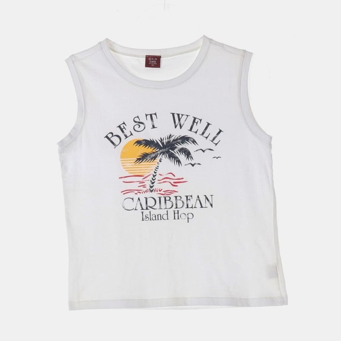 화이트 트로피컬 야자수 프린팅 민소매 티 95 상품이미지1