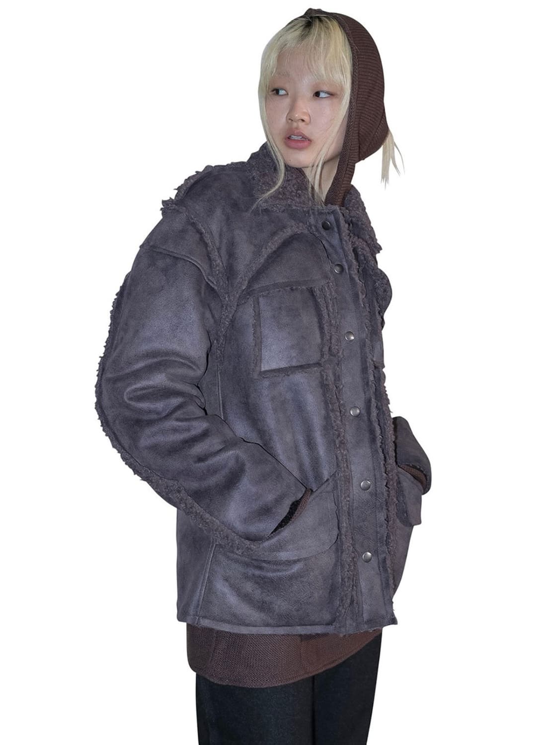 퍼버즈 25FW 컷 라인 무스탕자켓  상품이미지2