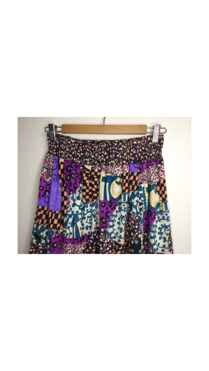 츠모리치사토 에스닉 패치 퍼플 밴딩 미디 스커트 상품이미지3