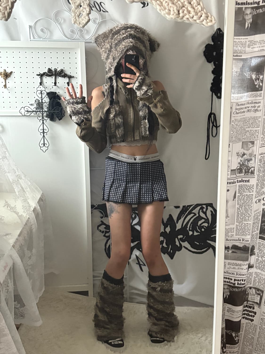 • Striped Cat Hat & wamer set  상품이미지5