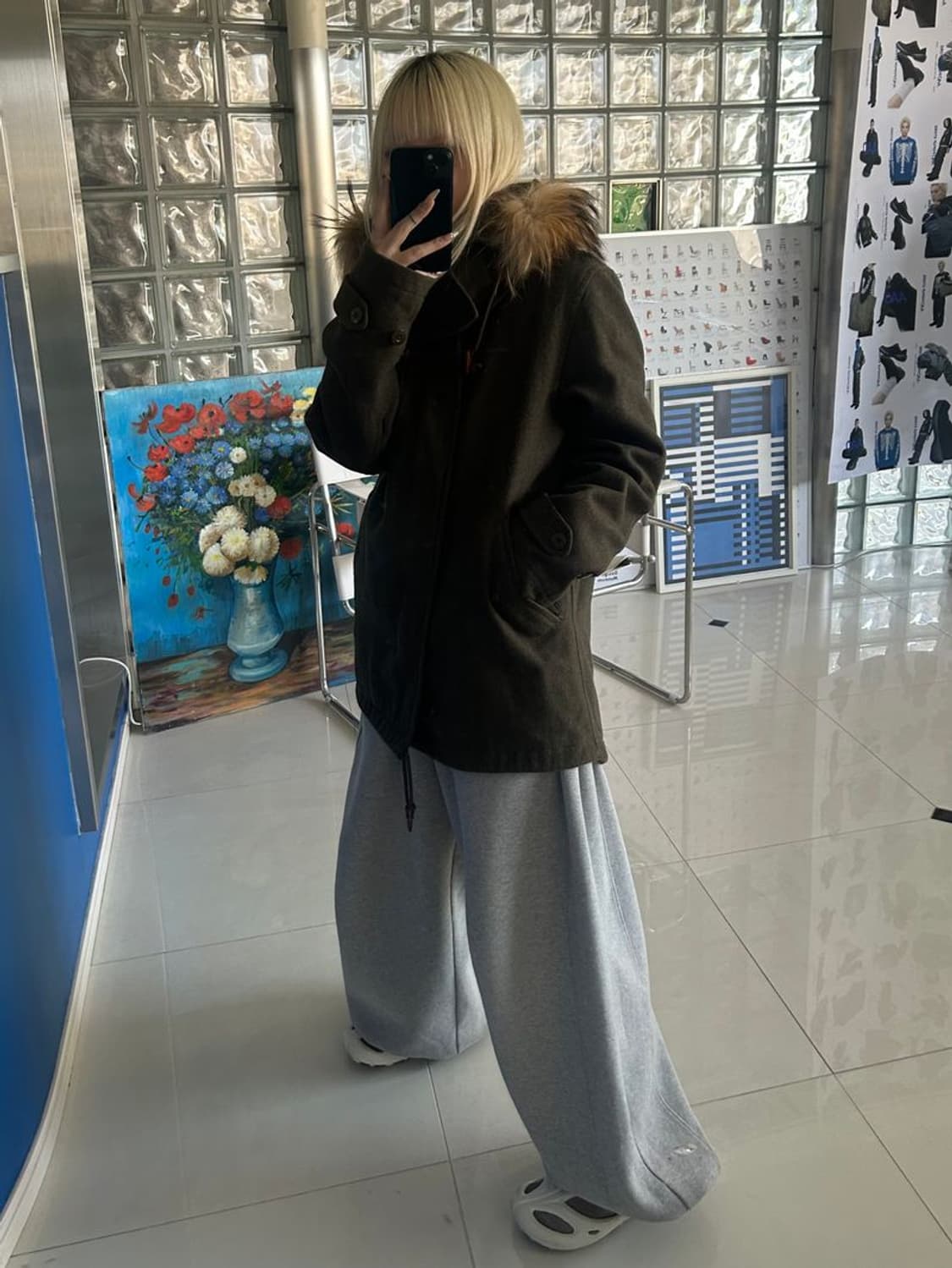 HOODED FUR WOOL MODS COAT 후드 달린 털 코트 상품이미지2