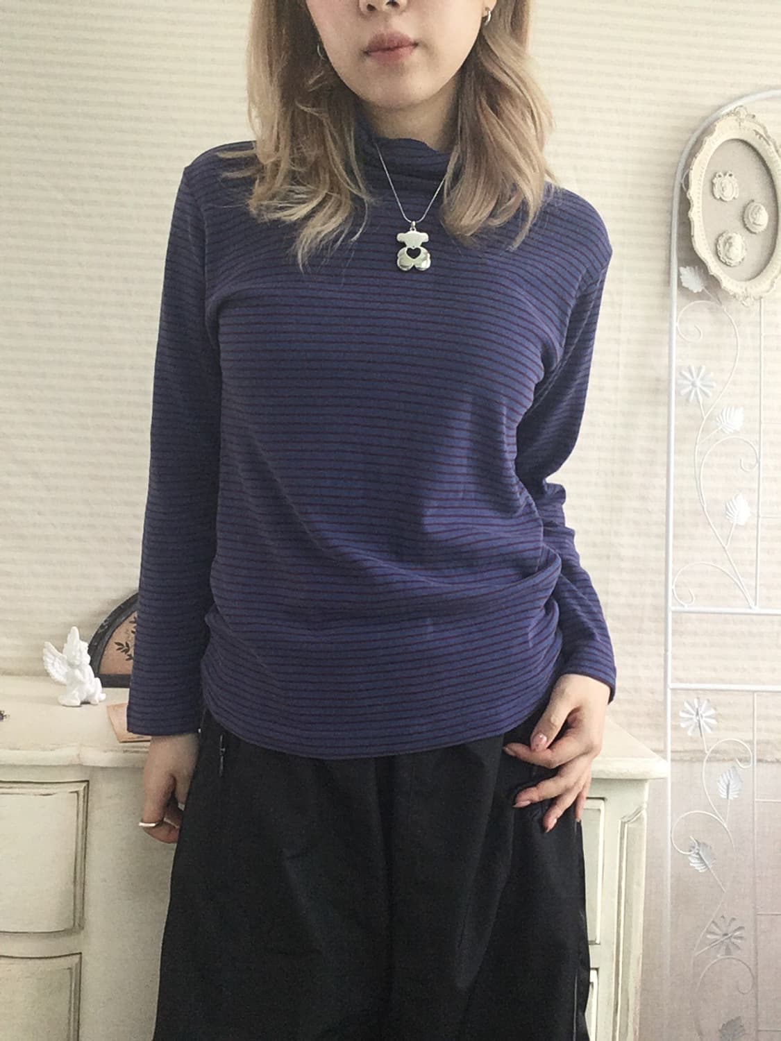 jpn vintage navy burgundy stripe t 상품이미지2