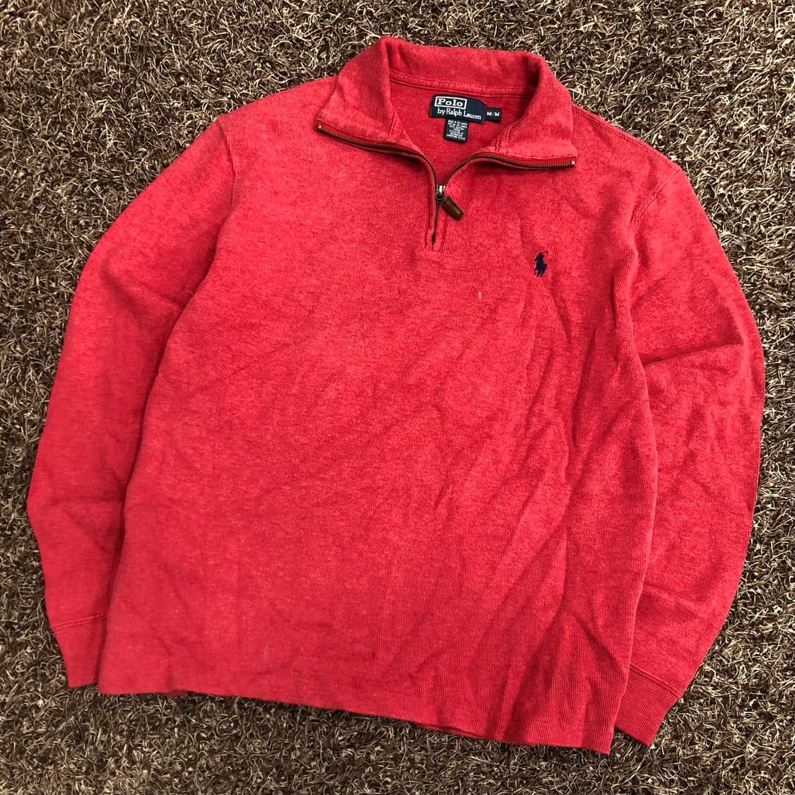 폴로 랄프로렌 핑크 반집업 코튼 니트 상품이미지2