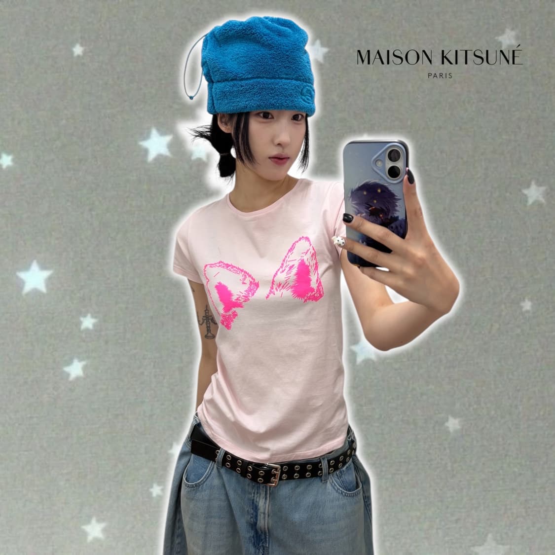 메종키츠네 핑크 폭스 반팔티 상품이미지1