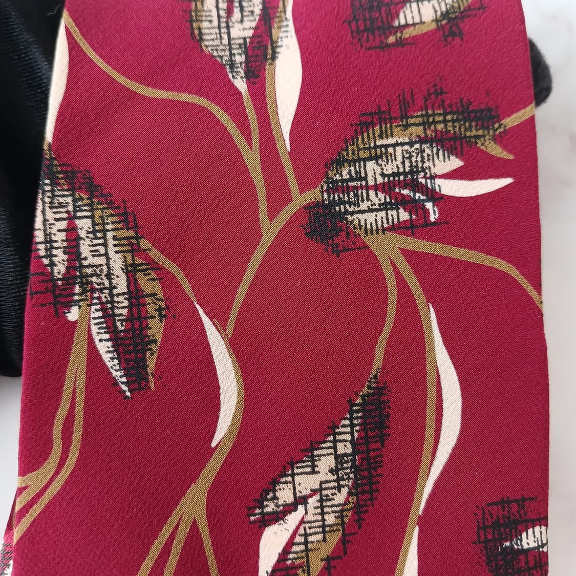 로메오 피티 실크 버건디 리프 패턴 넥타이 9.3cm A등급 A18936 상품이미지6