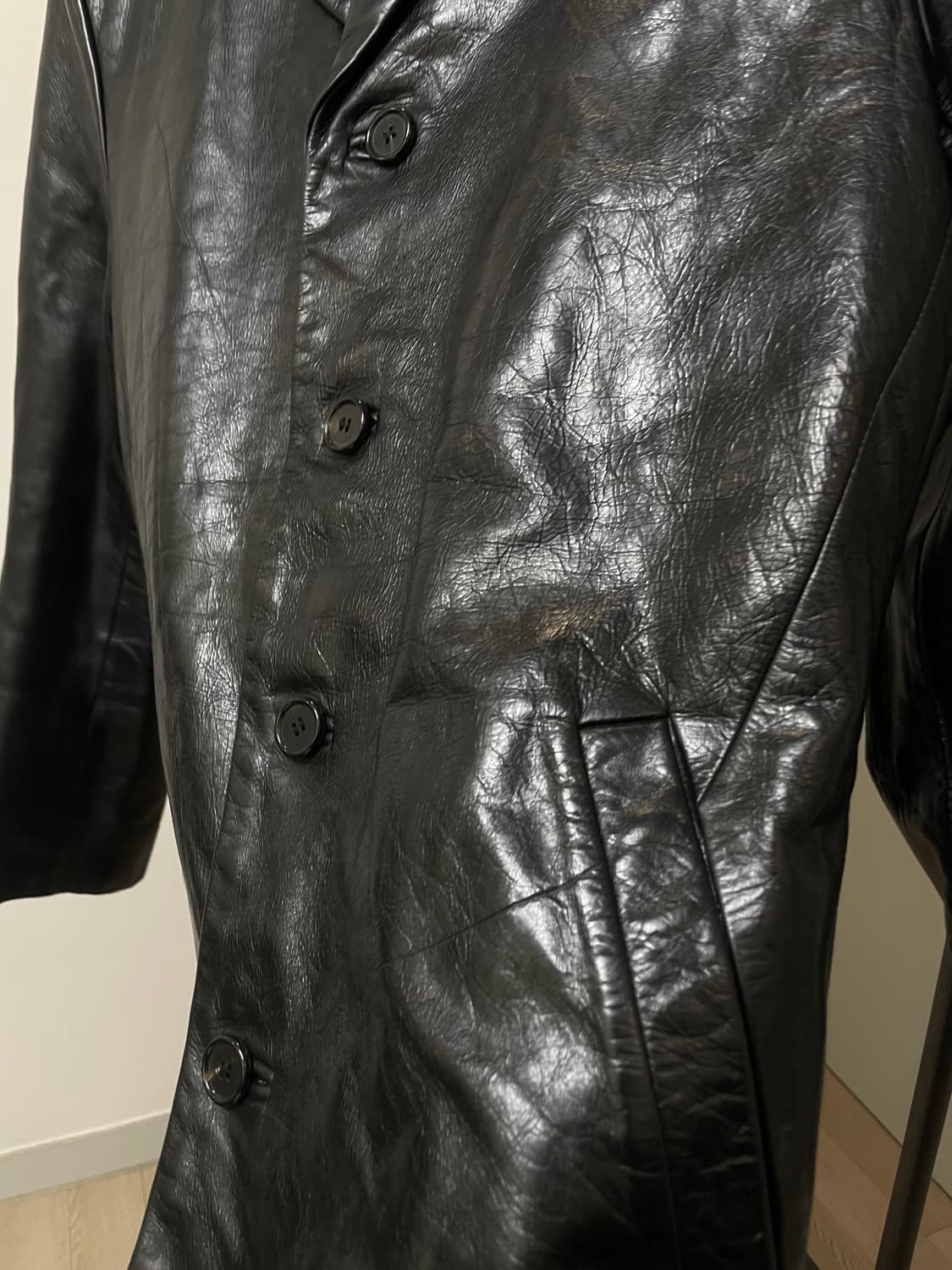 (100) Ziozia 지오지아 카프스킨 송아지 가죽 레더 코트 상품이미지5