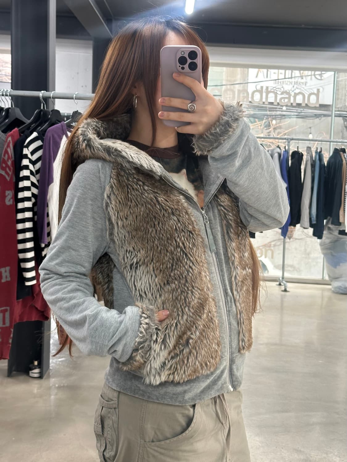 재팬빈티지 Anemone y2k 퍼 리버시블 후드자켓 상품이미지3