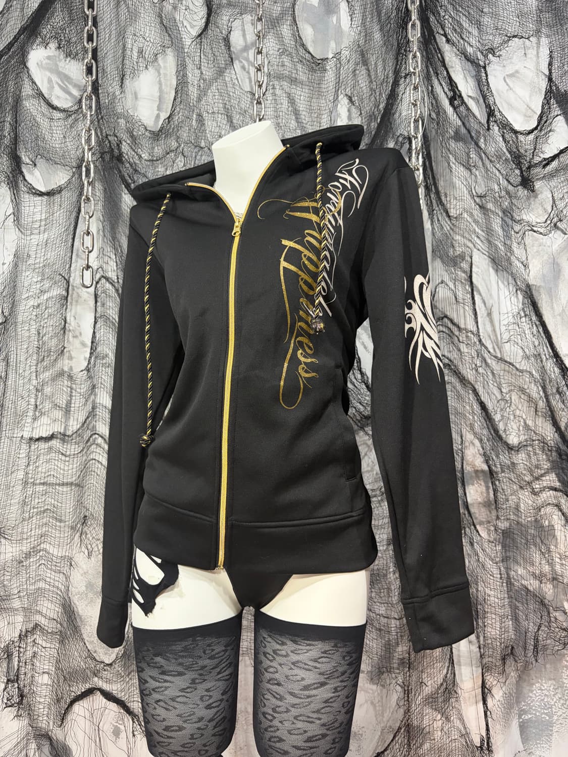 Y2K lettering Glitter hoodie zip up 상품이미지8