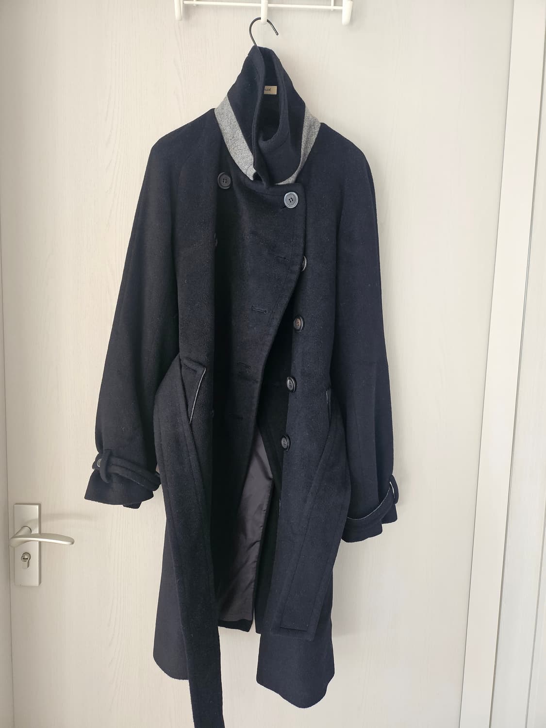 타임 블랙 모직 코트 상품이미지1