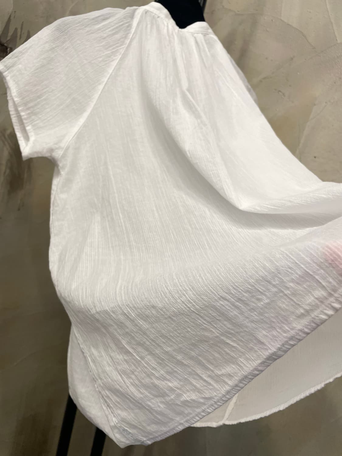 화이트 플리츠 시스루 셔링 주름 블라우스 55~66 상품이미지7