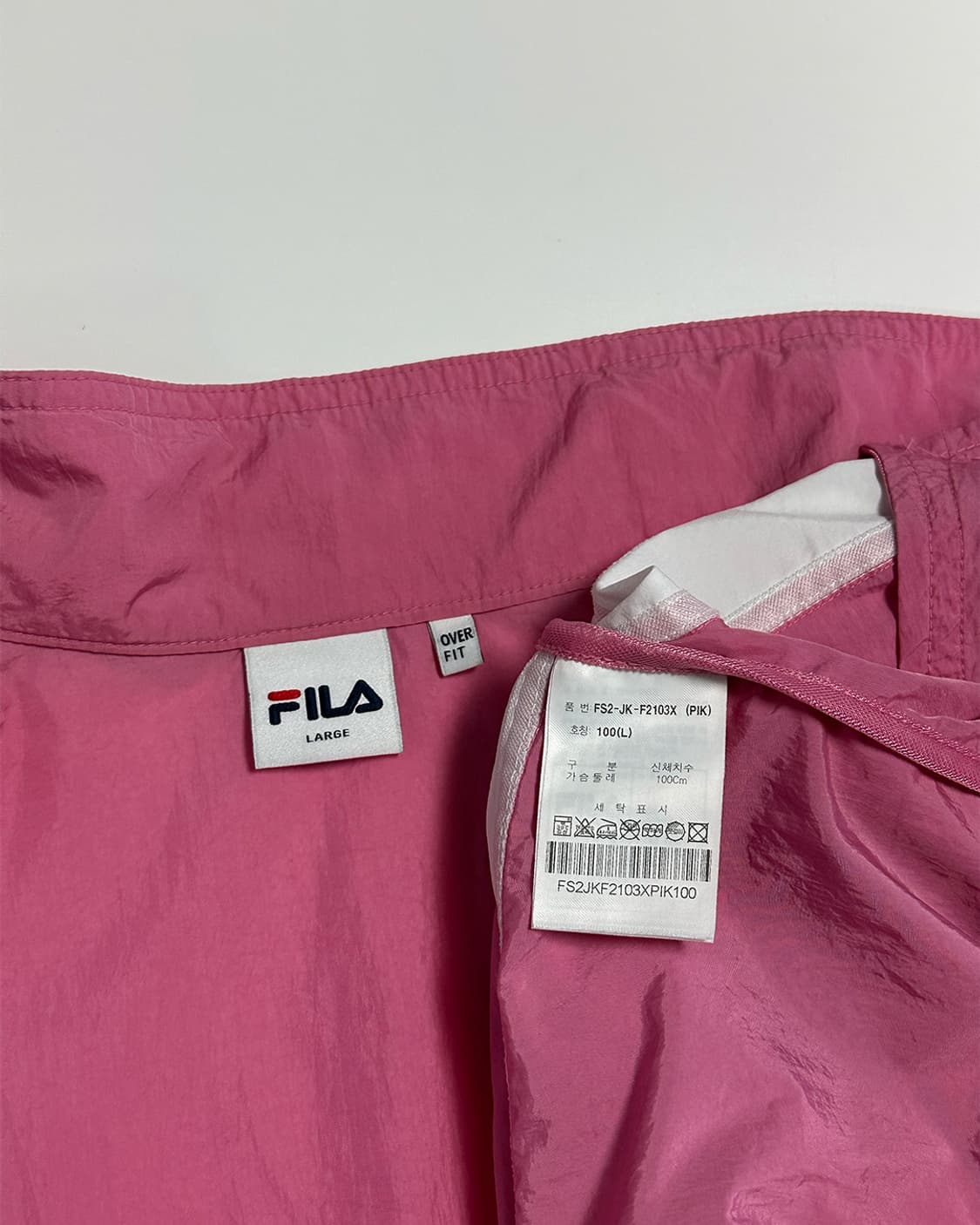 휠라 오버핏 바람막이 핑크 상품이미지4