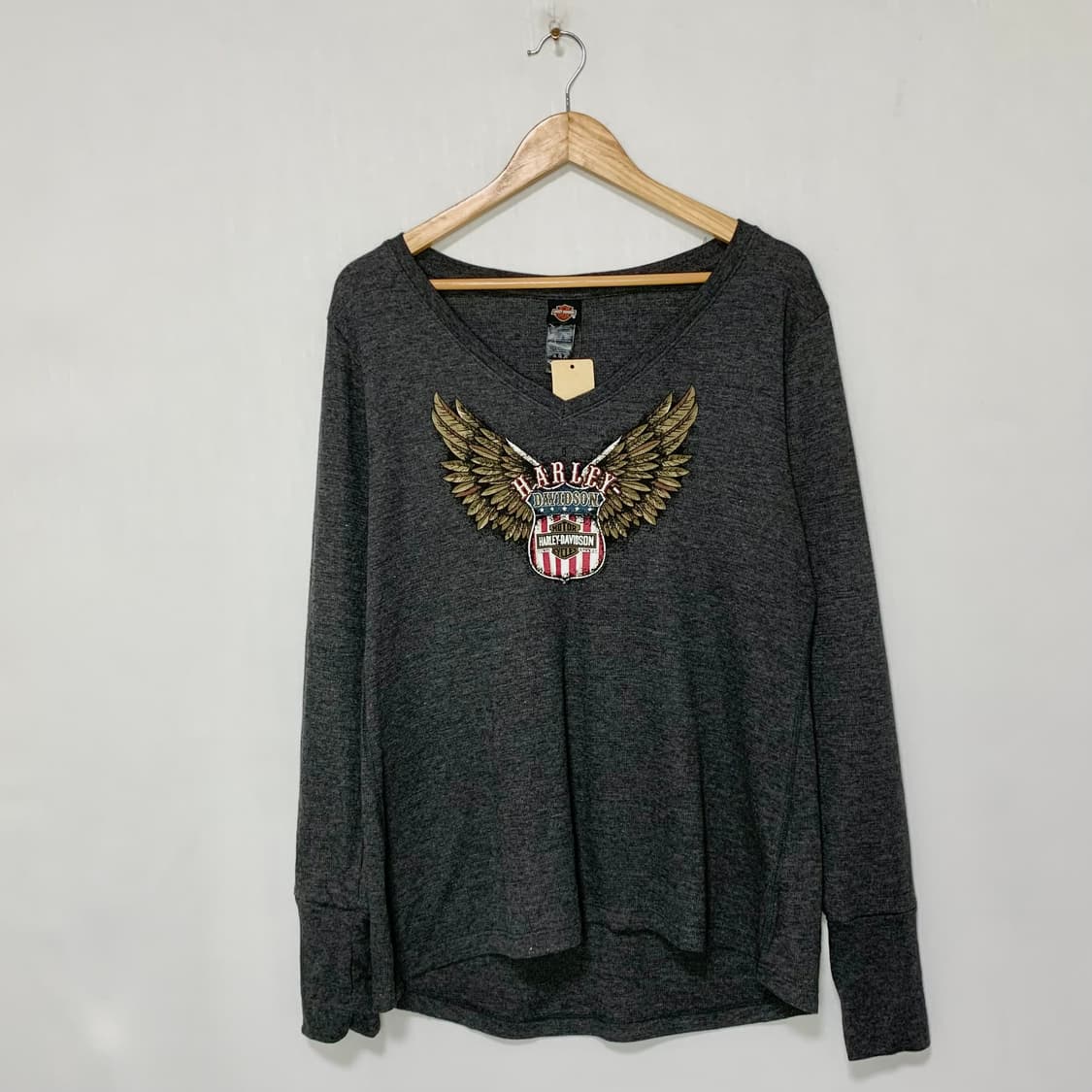 할리 데이비슨 윙 날개 프린팅 긴팔 티셔츠 빈티지 롱슬리브 남녀공용 상품이미지1