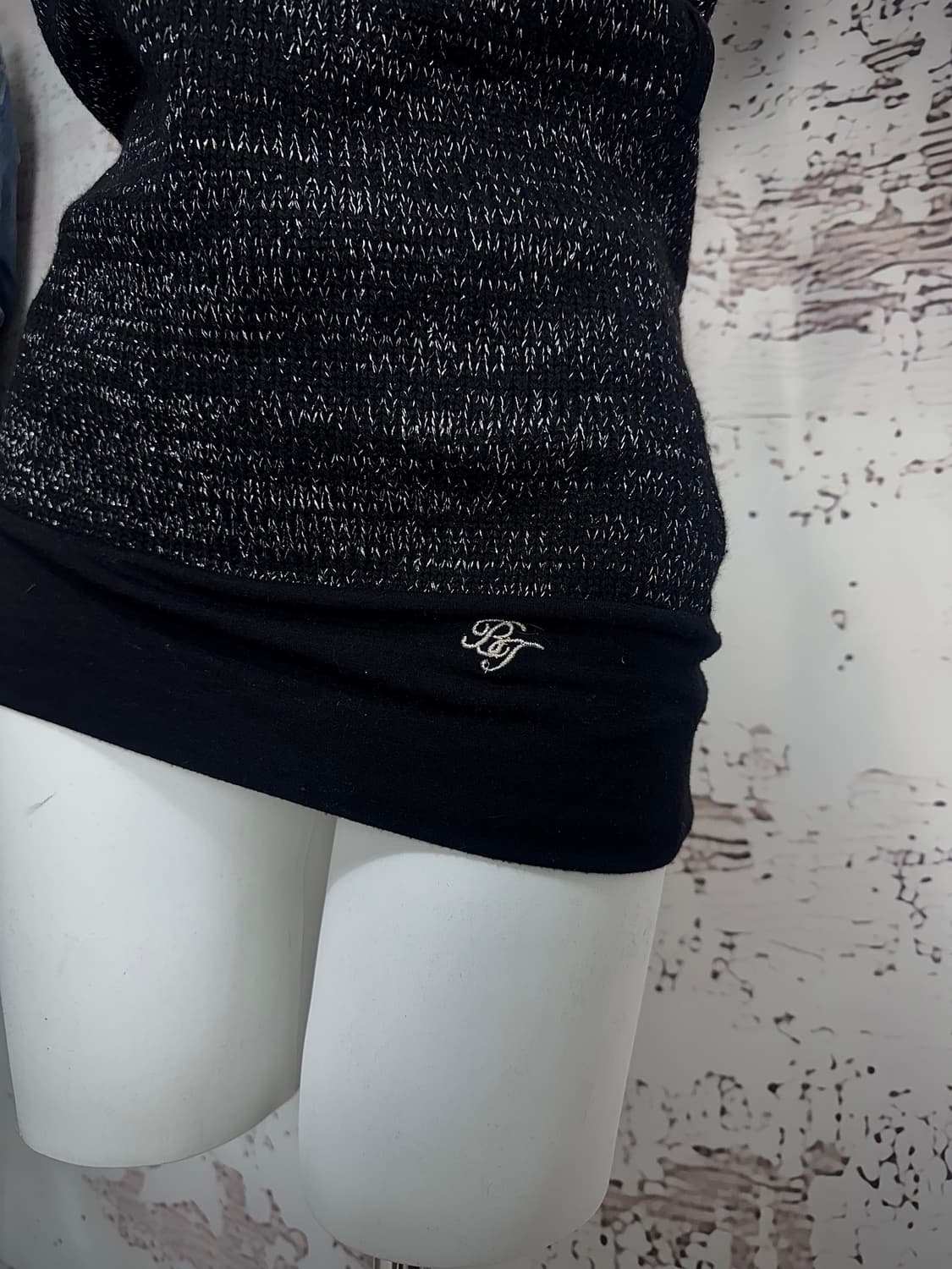 Black Glitter Draped Sleeveless Top 상품이미지4