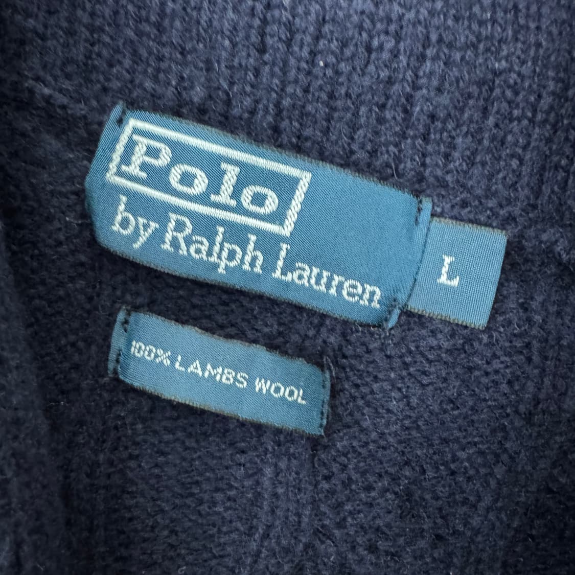 L 폴로 랄프로렌 케이블 램스울 네이비 숄카라 니트 가디건  상품이미지4