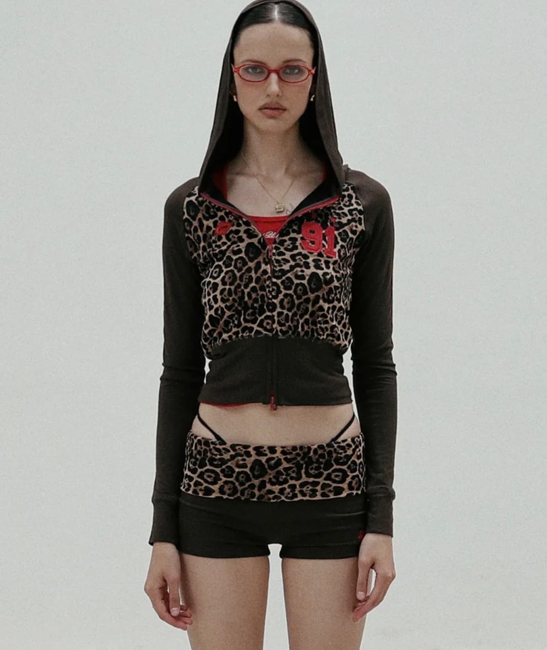 배드블러드 져지 후드 집업 - 레오파드 상품이미지1