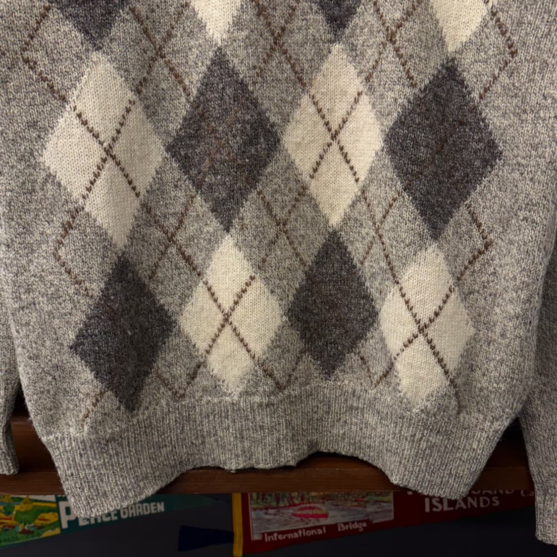 80s 스코틀랜드 아가일 패턴 퓨어 울 빈티지 니트 상품이미지4