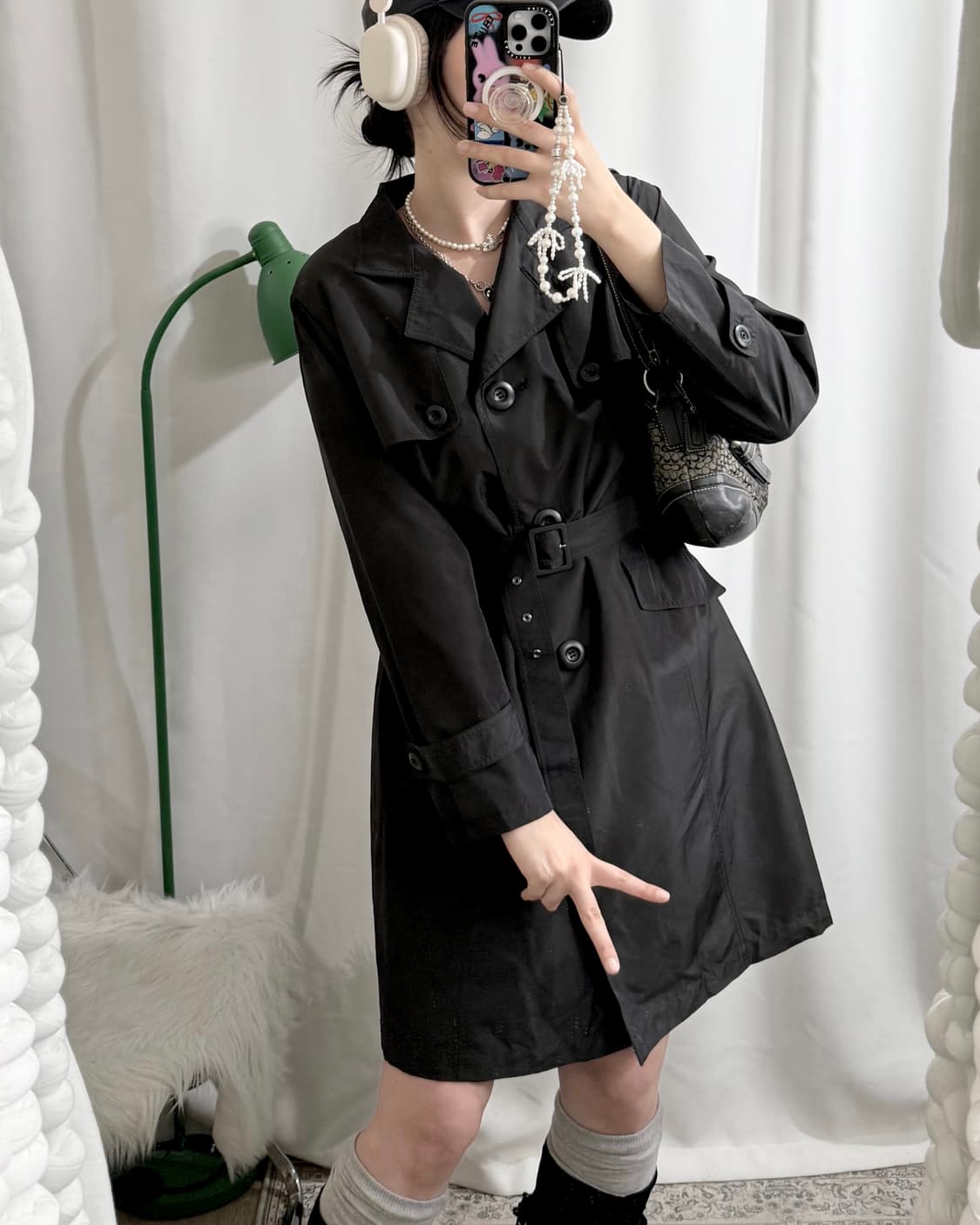 블랙 벨트 트렌치 코트 상품이미지2