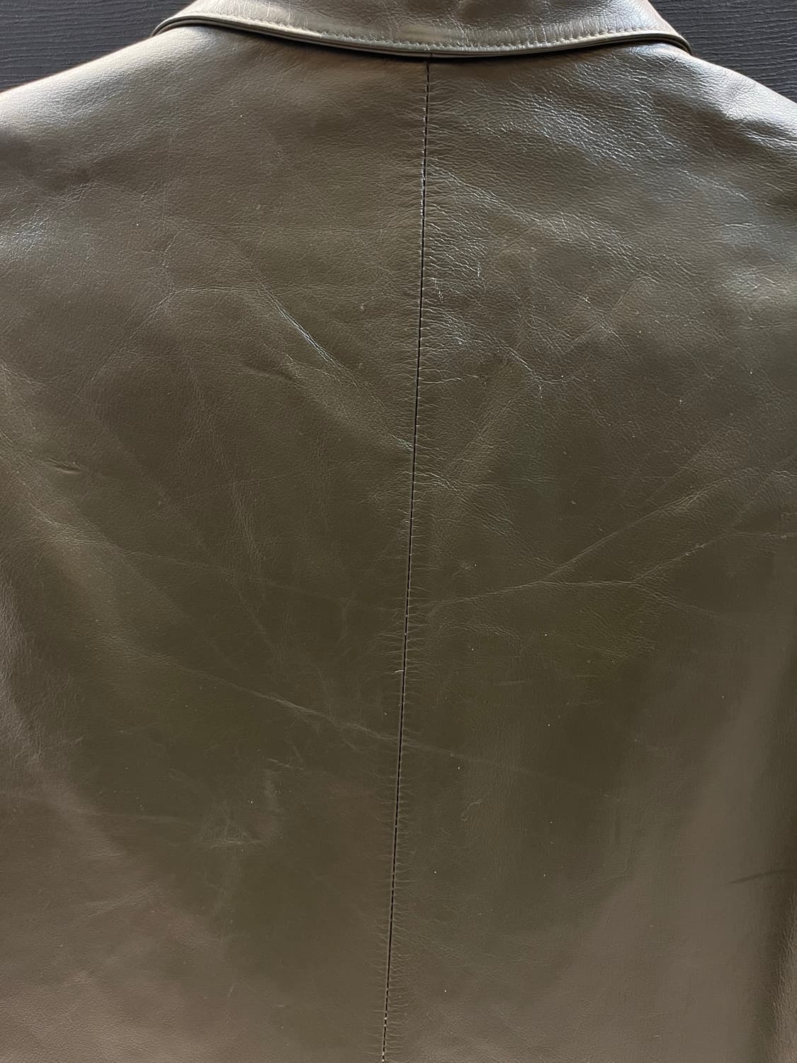 빈티지 소가죽 레더 자켓 다크그린 100 #csz2038 상품이미지5