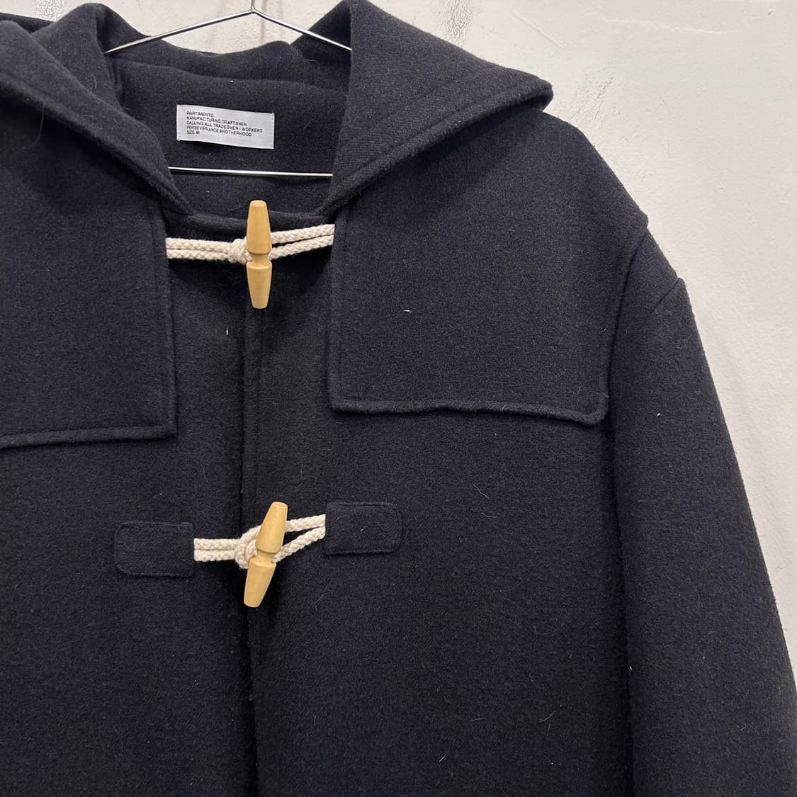 파르티멘토 숄더패치 울 후드 더플 롱코트 상품이미지1