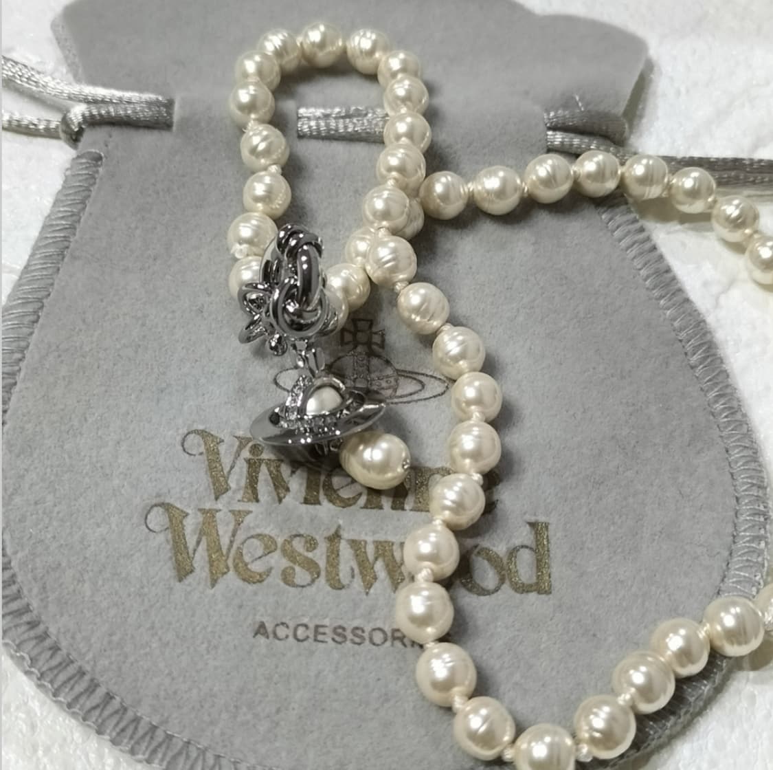 비비안웨스트우드 아카이브 진주 펄 레인드랍 orb 초커 목걸이 상품이미지5