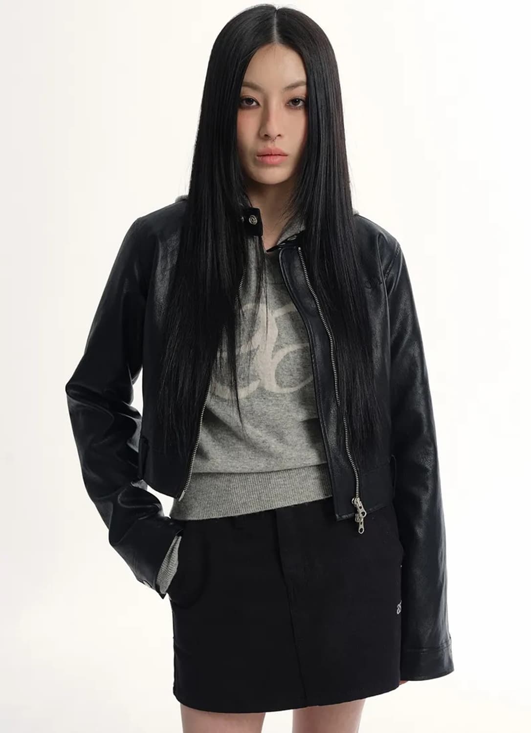 애즈온 슬림 레더 자켓 상품이미지1