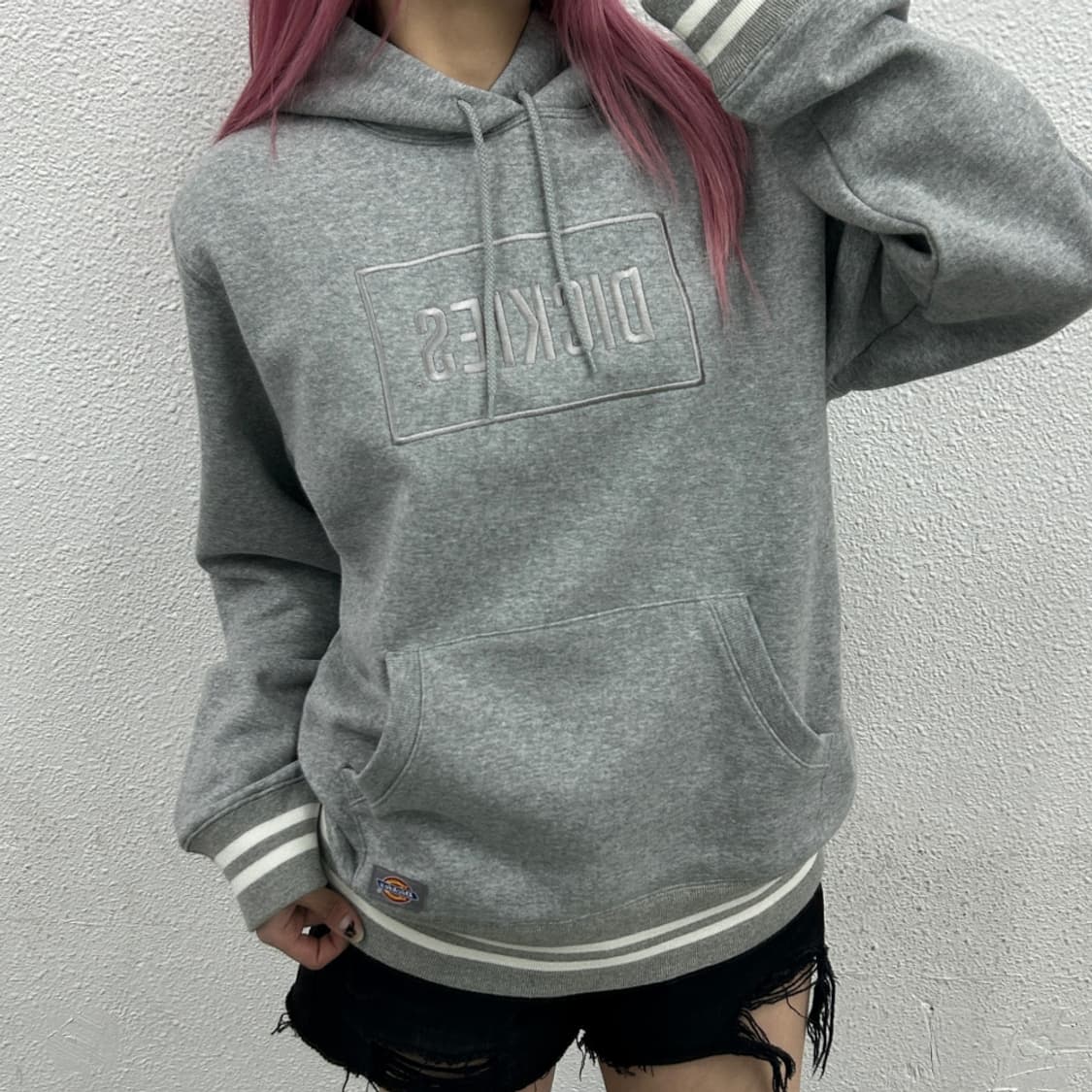 디키즈 그레이 자수 그레이 후드 L 상품이미지1