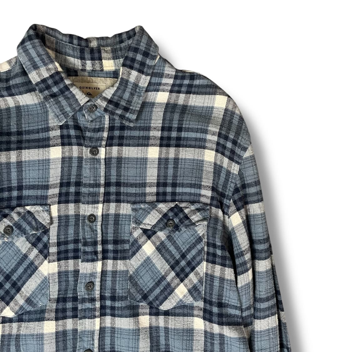 퀵실버 블루 체크 투포켓 플란넬 모던핏 셔츠 M 상품이미지3