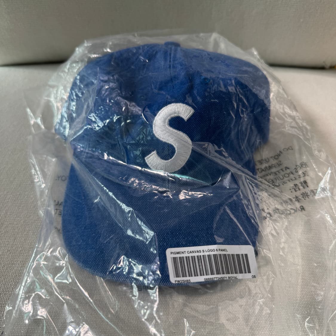 슈프림 피그먼트 캔버스 로고 6패널 캡 로얄 상품이미지2