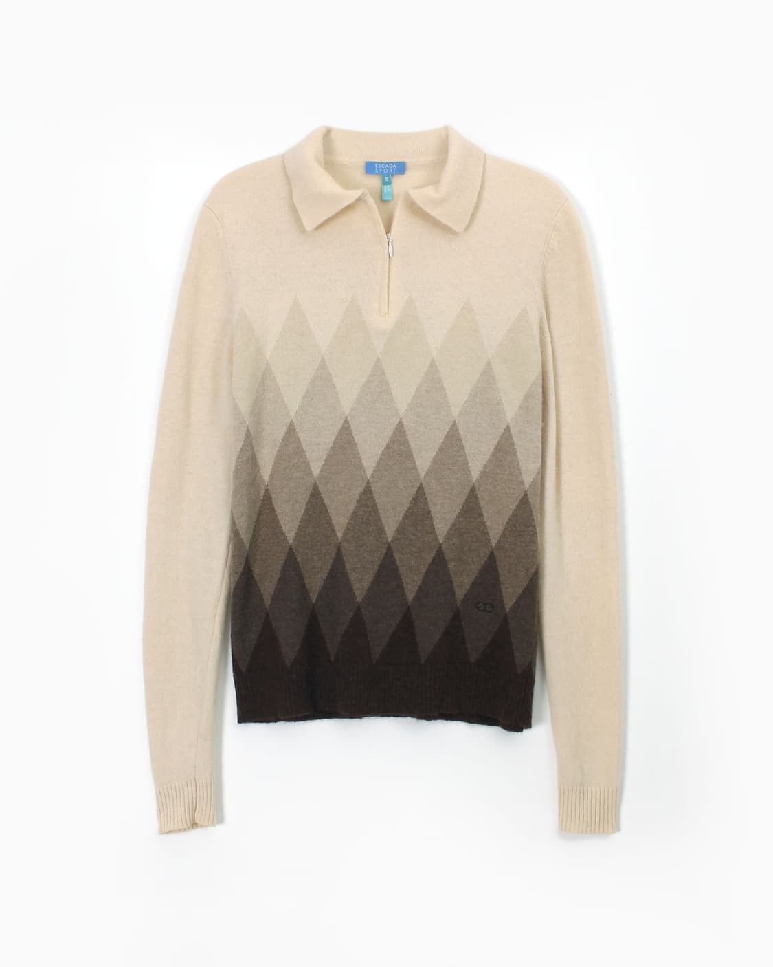 에스까다 스포츠 Escada 앙고라 울 아가일 베이지 칼라 니트 상품이미지1