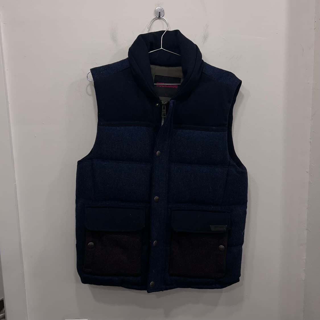 버커루 덕다운 배색 울 포켓 조끼 패딩 상품이미지2