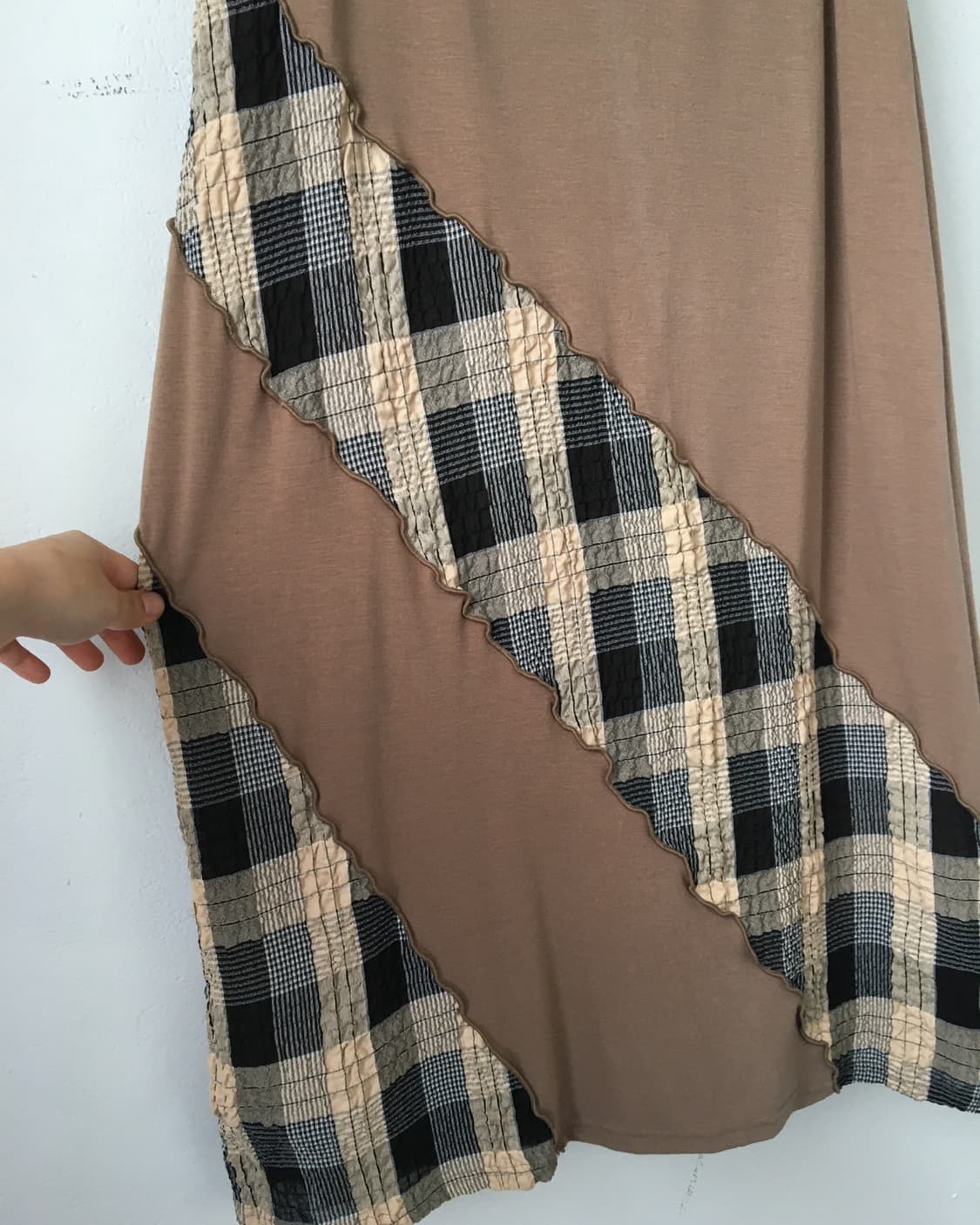 Check pattern patch point long skirt 상품이미지3