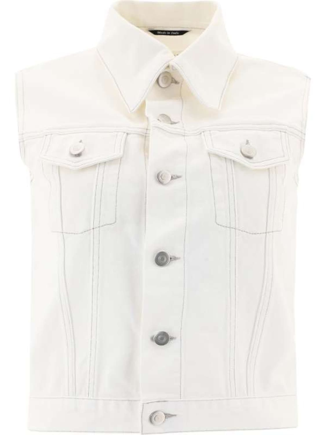 새상품) 21SS 메종 마르지엘라 포스티치 화이트 데님 베스트 상품이미지10