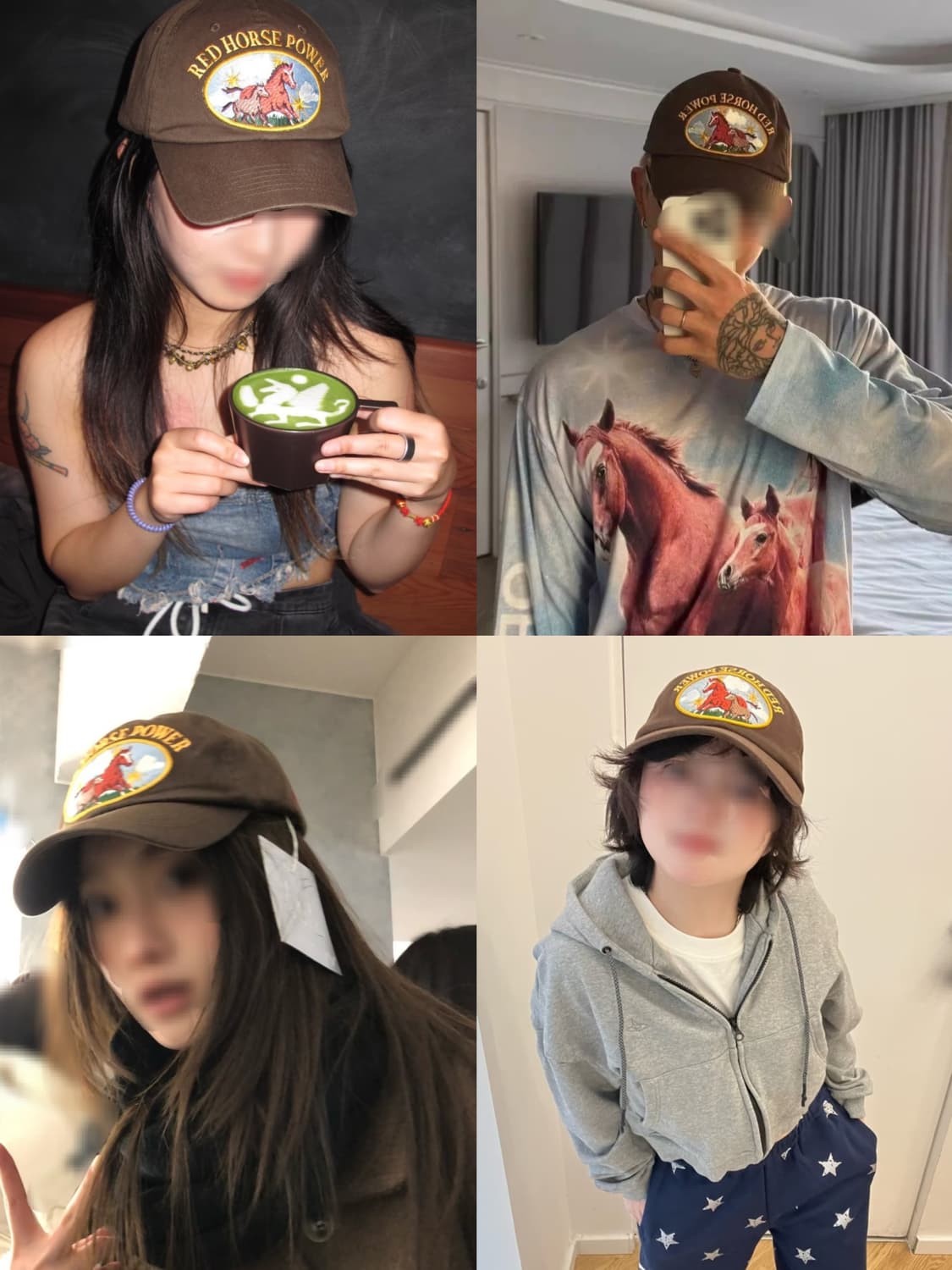 오픈와이와이 브라운 적토마 붉은말 패치 볼캡 모자 상품이미지2