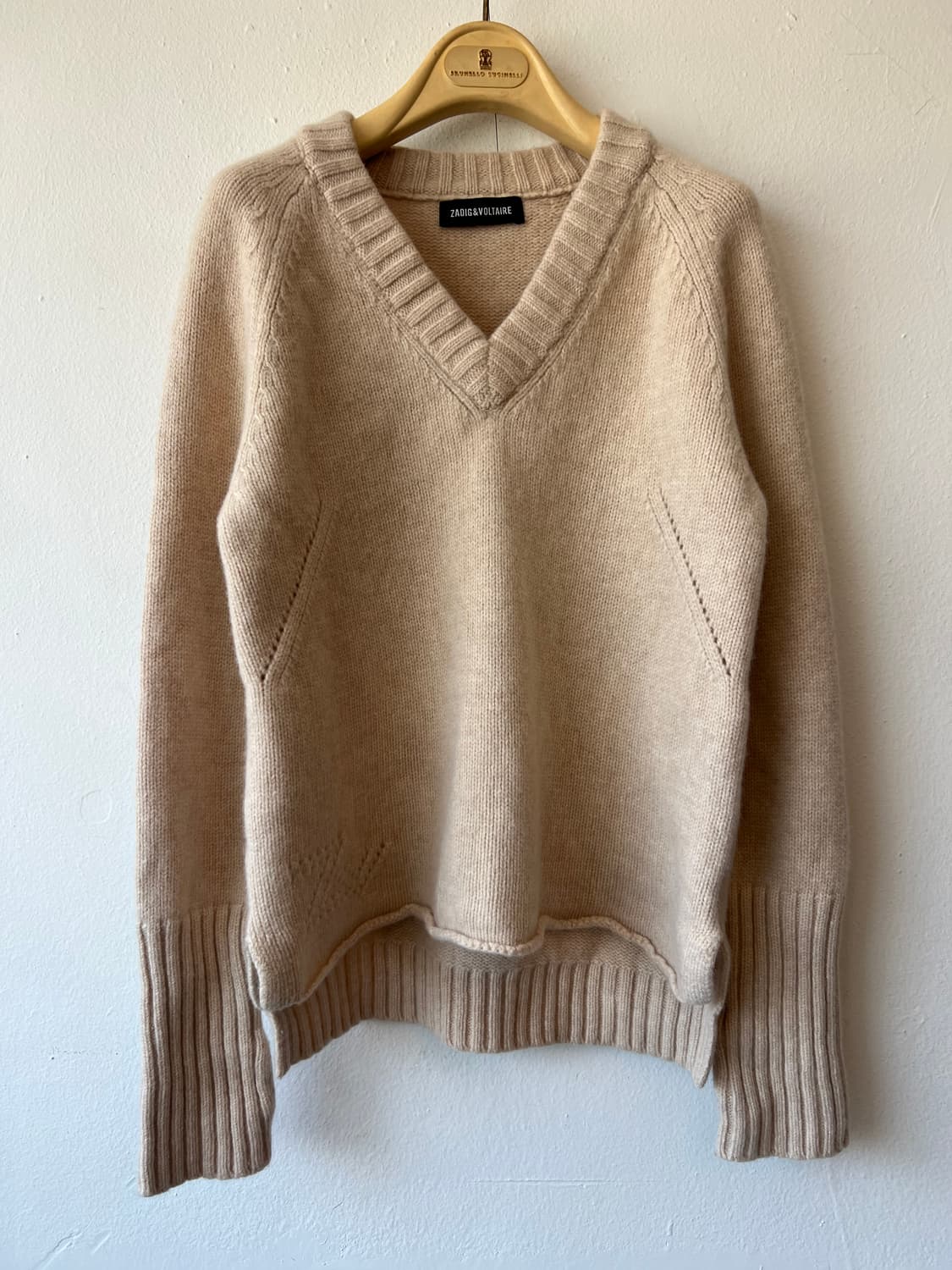 자딕앤볼테르 여성 아이보리베이지 울캐시미어니트 브이넥니트 상품이미지2