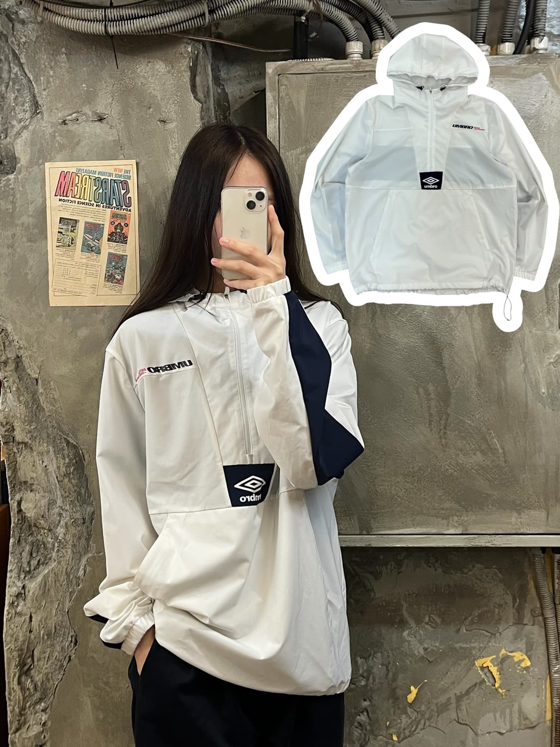 엄브로 반집업 아노락 화이트 100 #csz452 상품이미지1