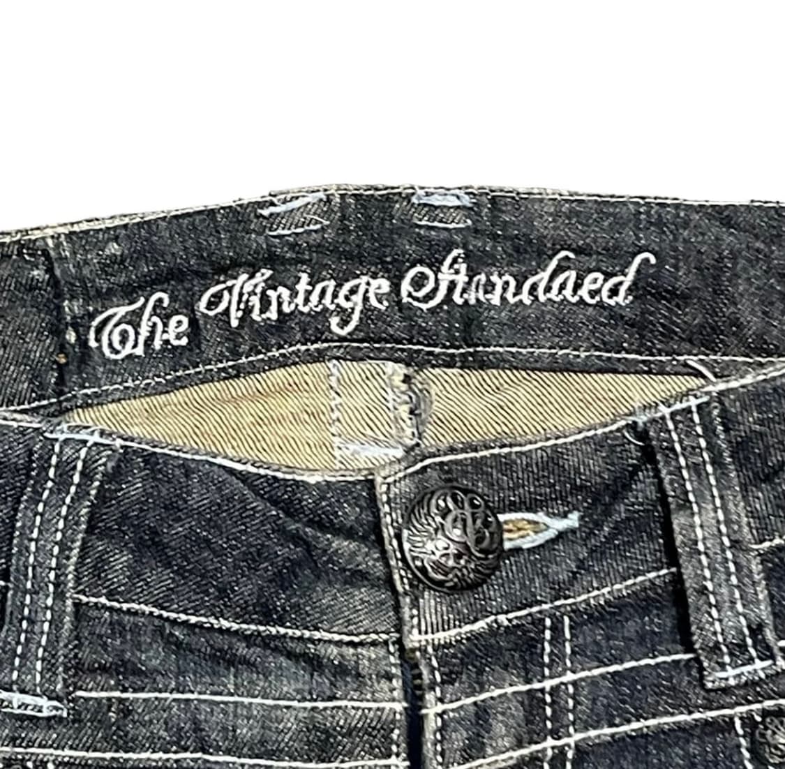 y2k 빈티지 백포켓 자수 디테일 워싱 부츠컷 팬츠 상품이미지8