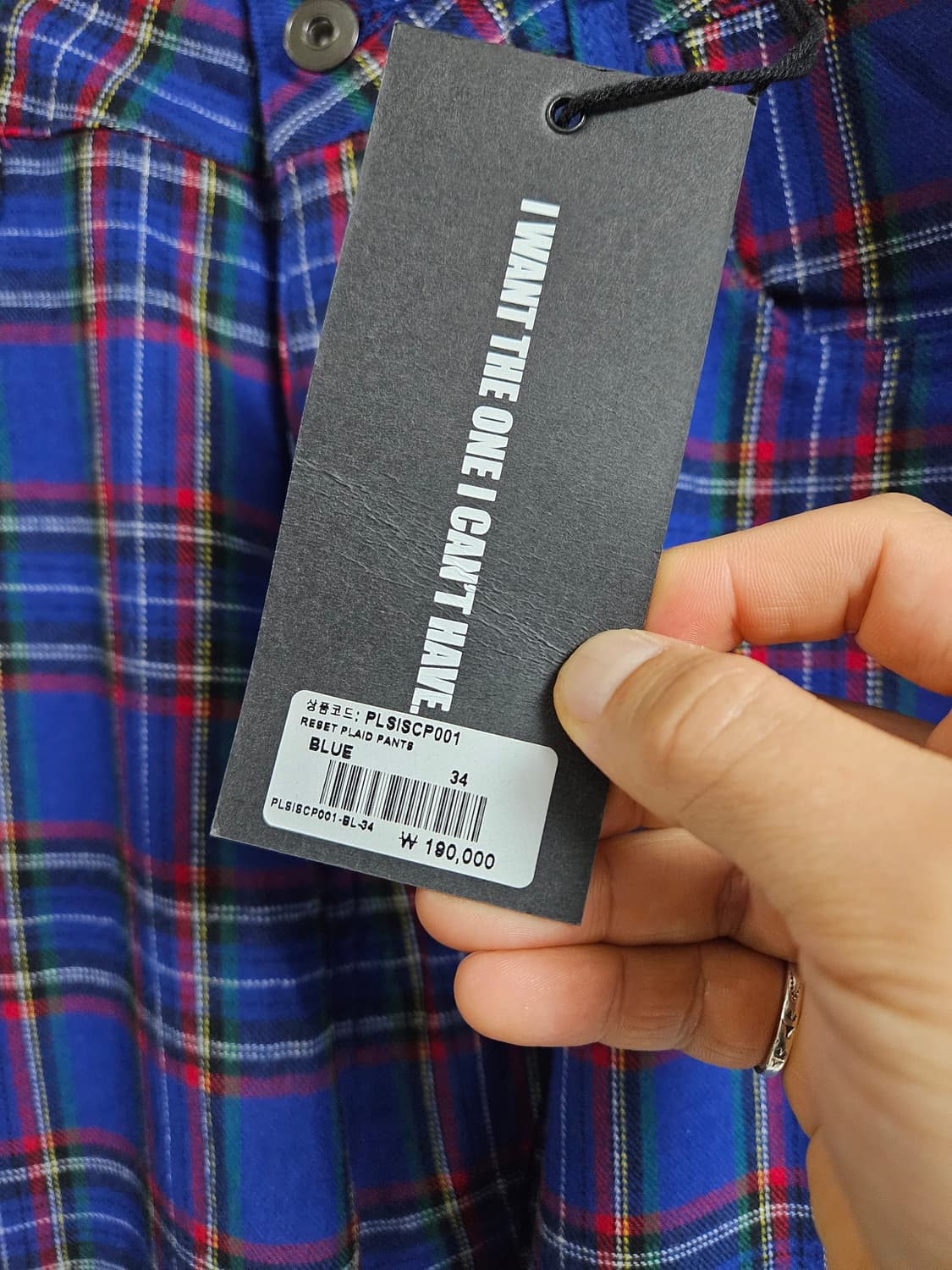 PLEASURES 체크 바지 블루 34 새상품 상품이미지3