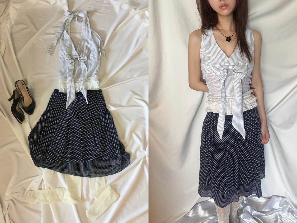 레이스 리본 홀터넥 상품이미지10