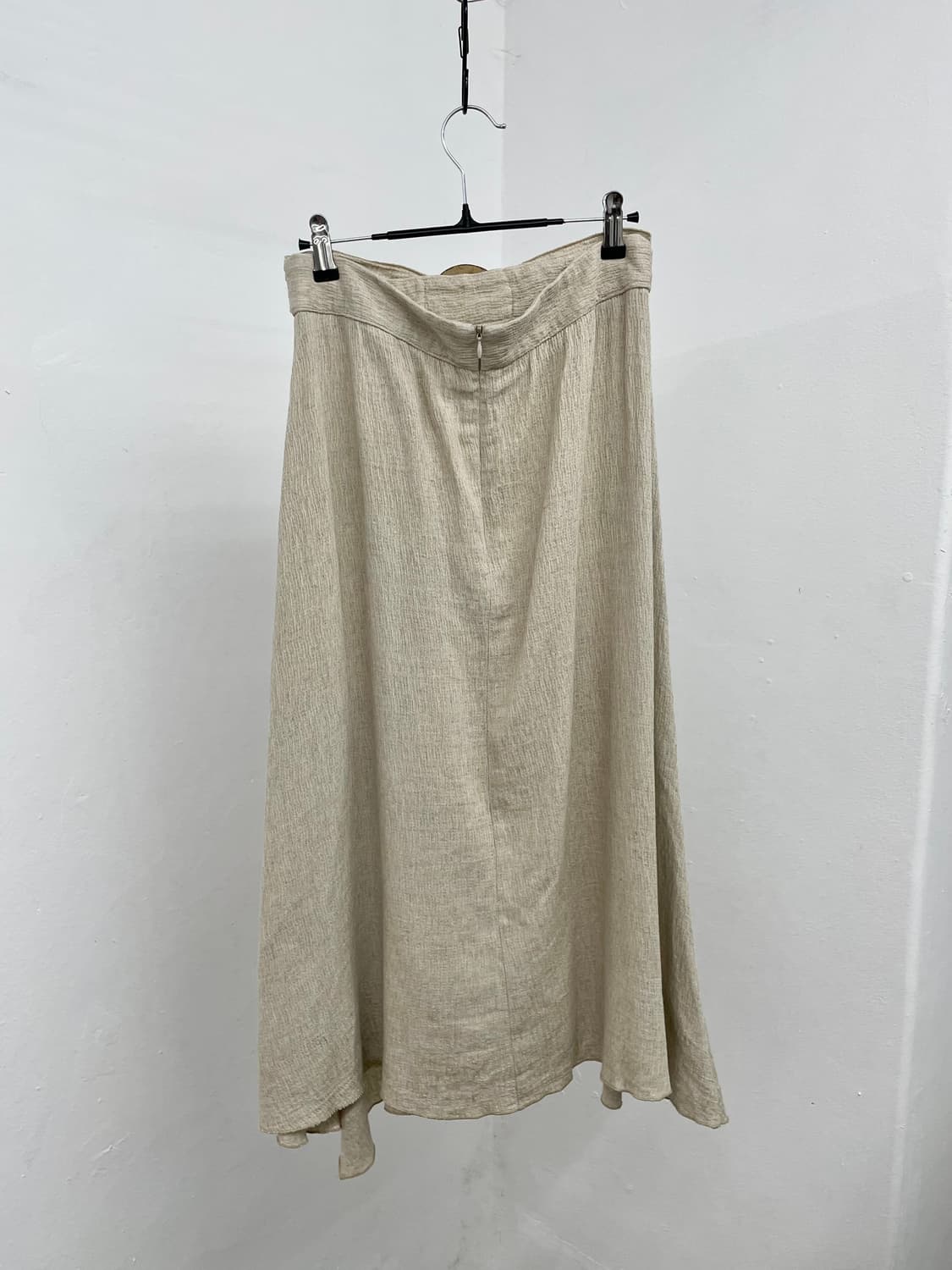 프릴 베이지 우드 스커트 상품이미지7