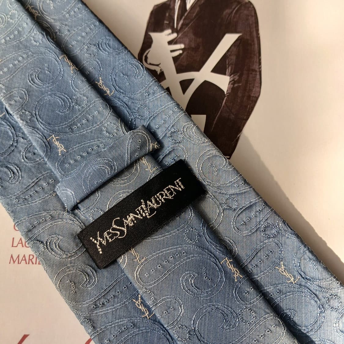 입생로랑 실크 페이즐리 자카드 넥타이 9.5cm B등급 a19712 상품이미지5